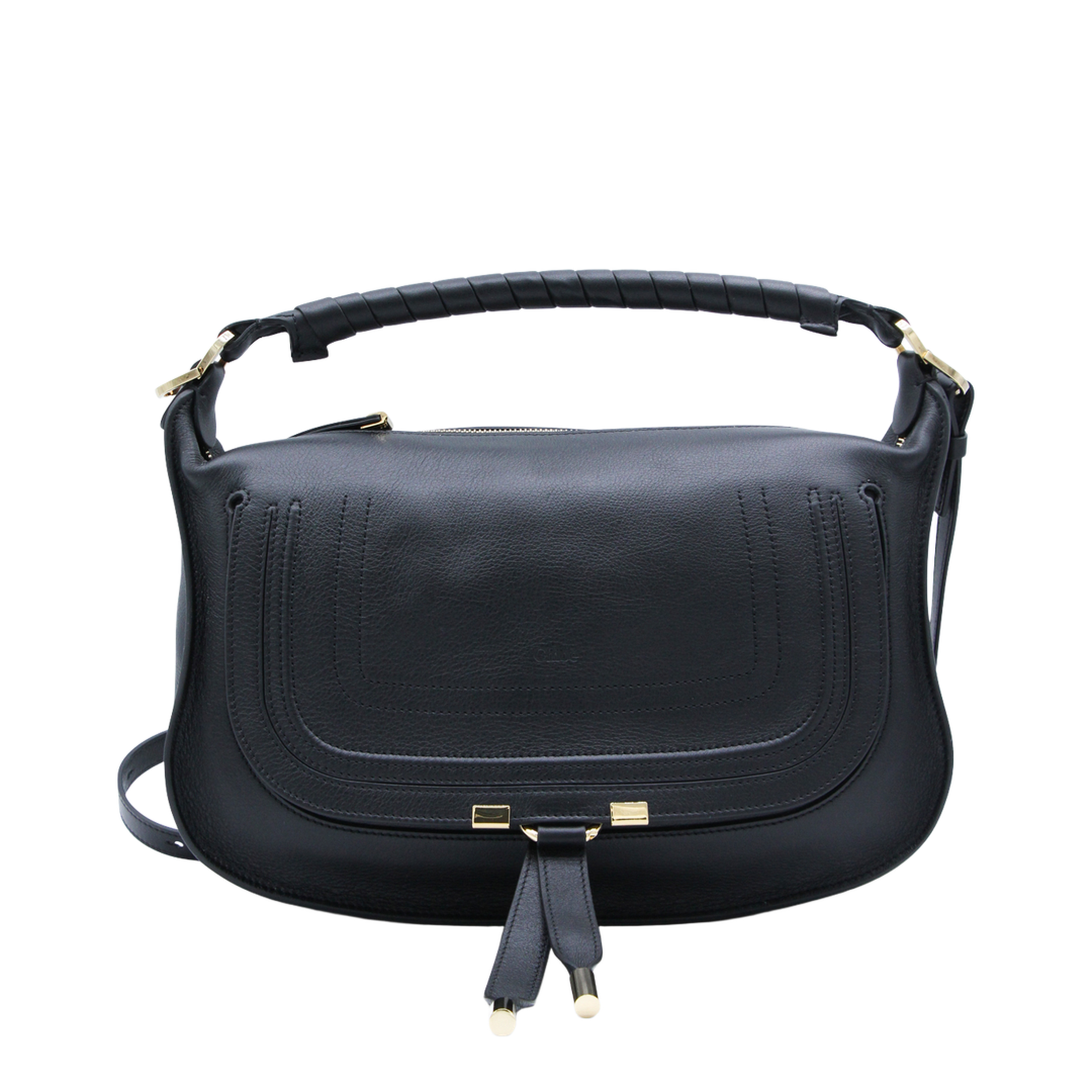 Marcie Small Calfskin Shoulder Bag - Black