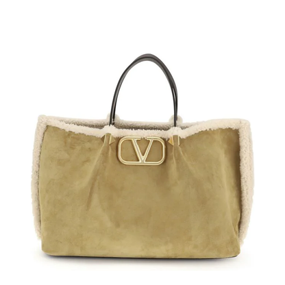Suede And Sheepskin Medium Tote Bag