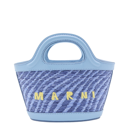 Blue Wavy Raffia-Effect Tropicalia Micro Bag