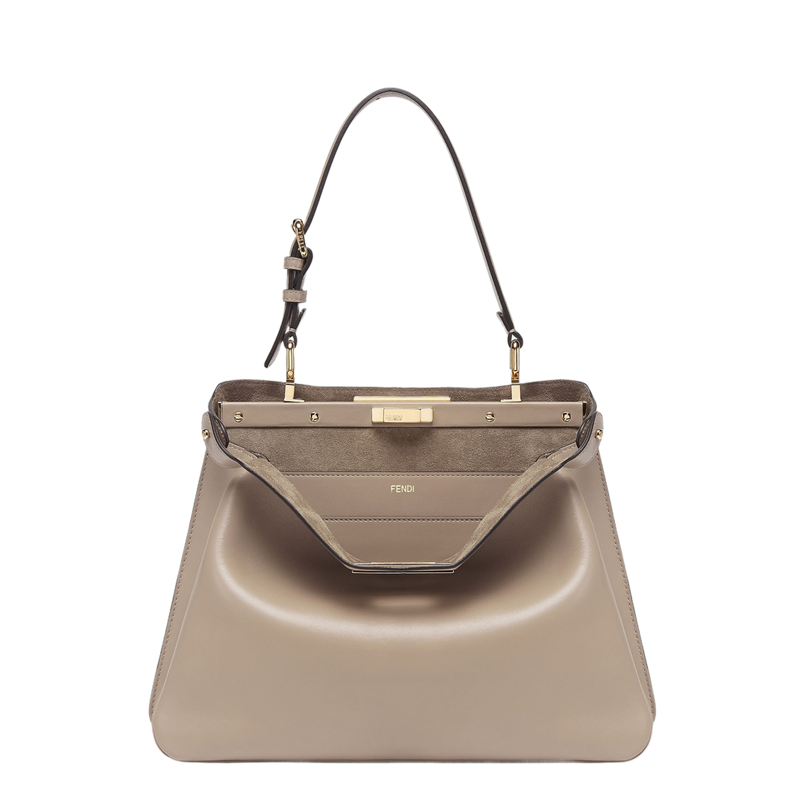 Peekaboo Leather Top Handle Bags - Beige