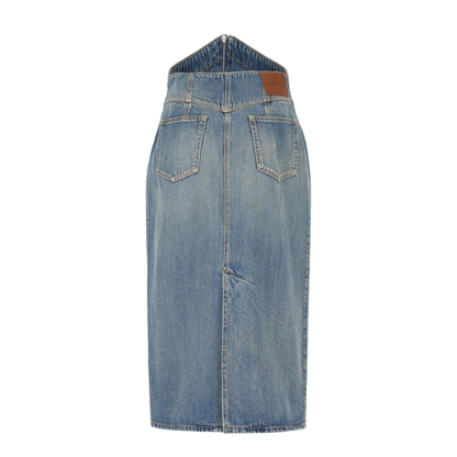 Denim Long Skirt in Clear Blue
