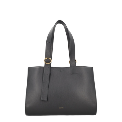 Black Leather Shopping Bag