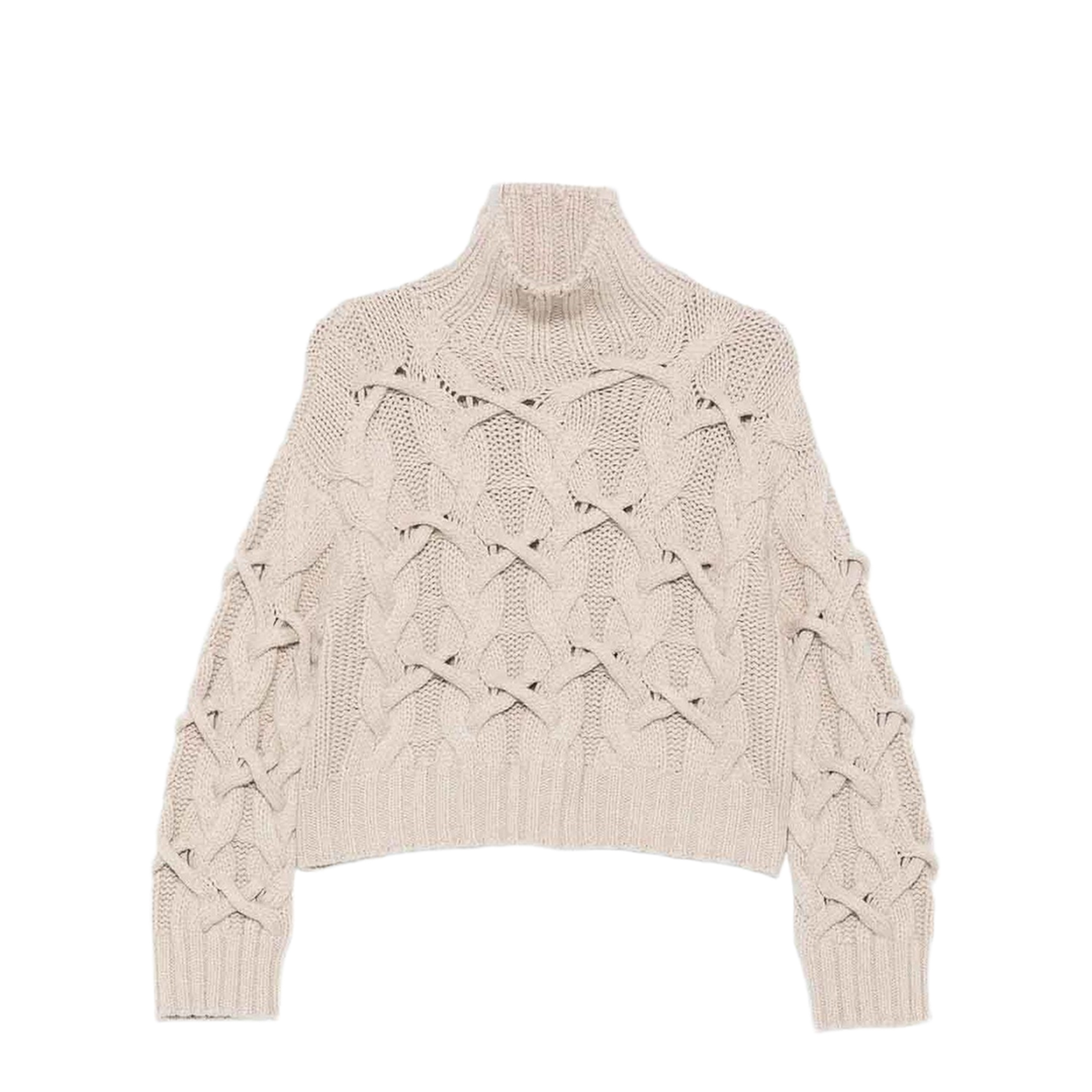 Braided Cashmere Cropped Sweater - Beige