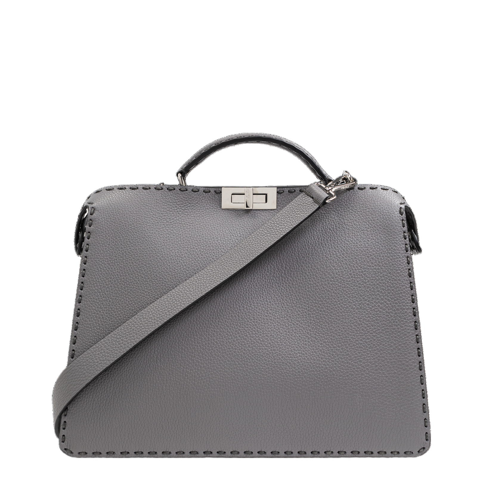 Peekaboo ISeeU Medium Leather Top Handle Bags - Gray