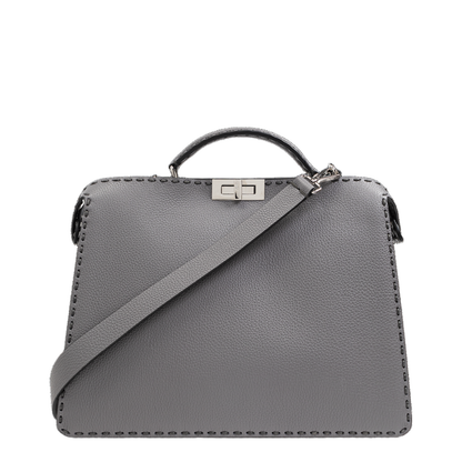 Peekaboo ISeeU Medium Leather Top Handle Bags - Gray