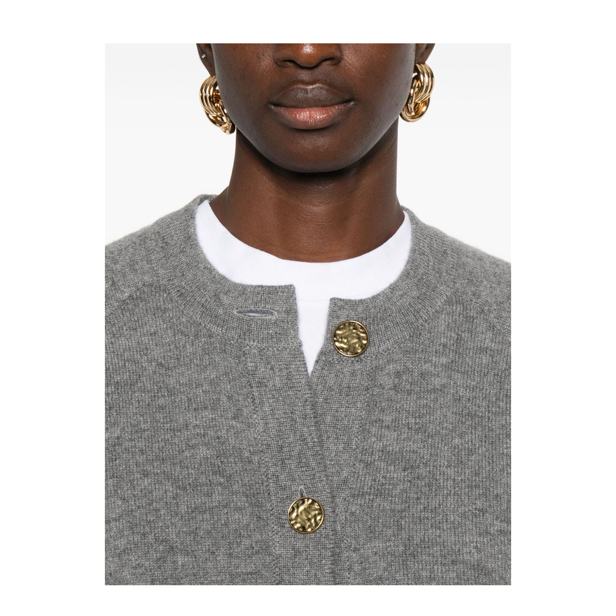 Grey Wool and Cashmere-Blend Cardigan