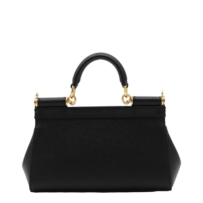Sicily Small Calf Leather Top-Handle Bag - Nero