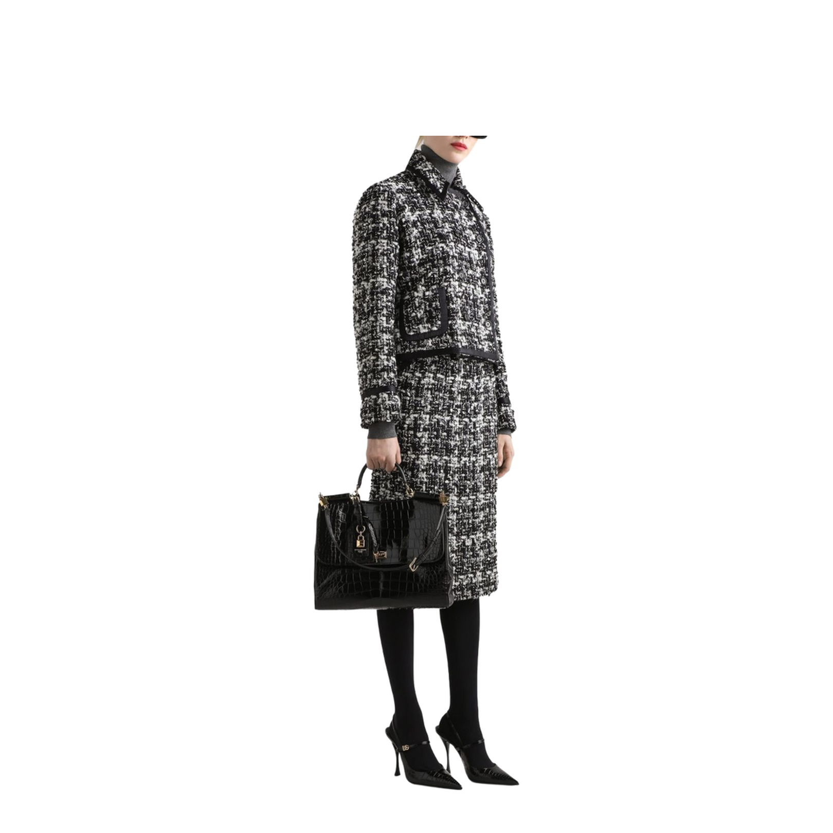 Wool Blend Check Skirt