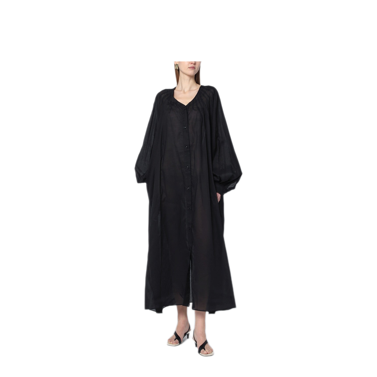 MAYFEYR - The Latest - Loose Black Dress In Cotton - TLW08000T0172LNTPT0002
