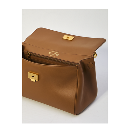 My Sicily Handbag in Plongé Calfskin in Brown