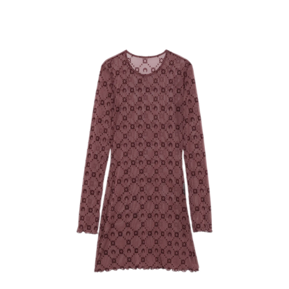MAYFEYR - Marine Serre - Moonogram Mesh Flock Ls Mini Crewneck Dress - WDR267ACJER0005PU70