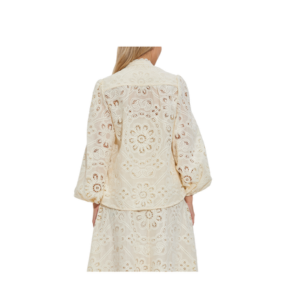 Openwork Shirt with a Stand-Up Collar