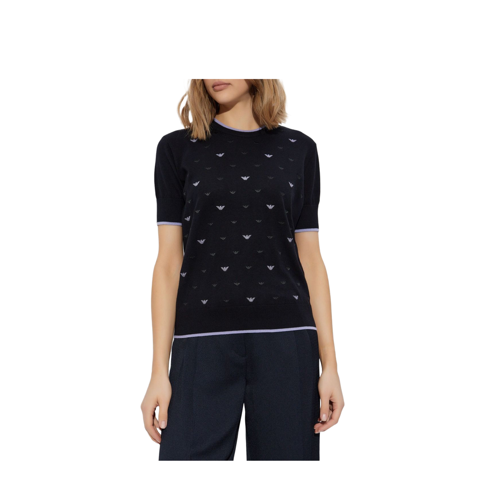 Jumper with all-over micro eagle embroidery