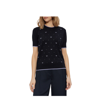 Jumper with all-over micro eagle embroidery