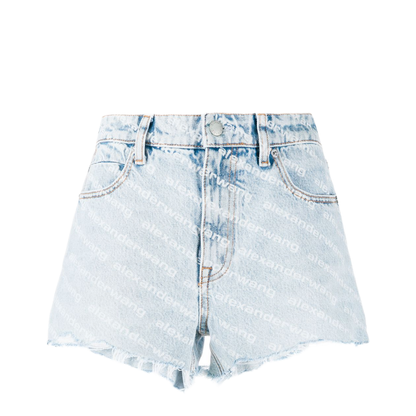 MAYFEYR - Alexander Wang - All-Over Logo Printed Denim Shorts - 4DC2204781270