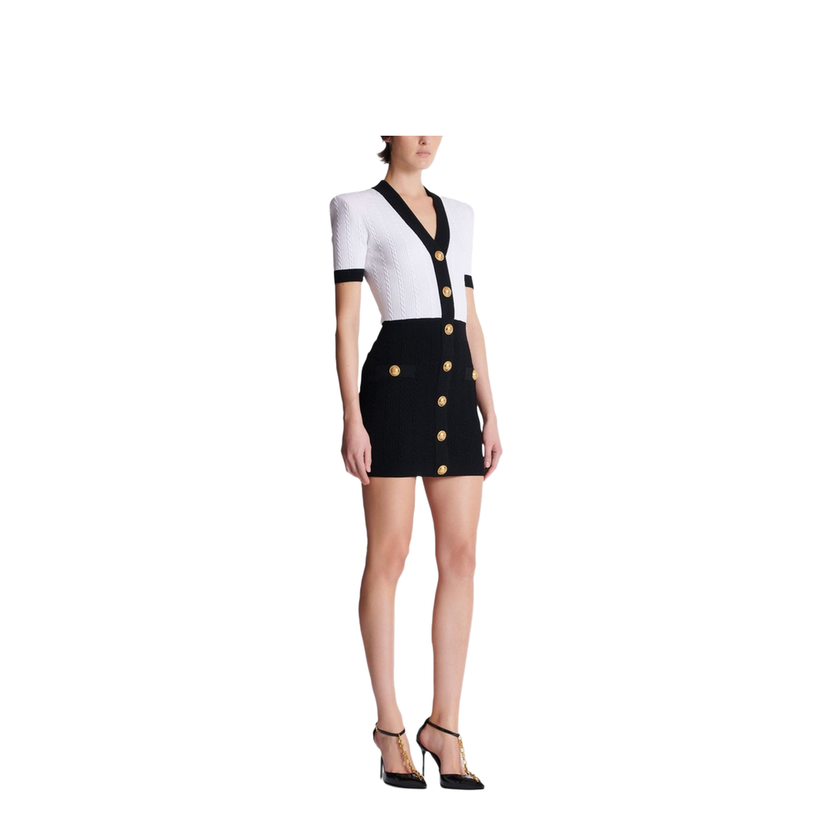 V-necked Knitted Mini Dress