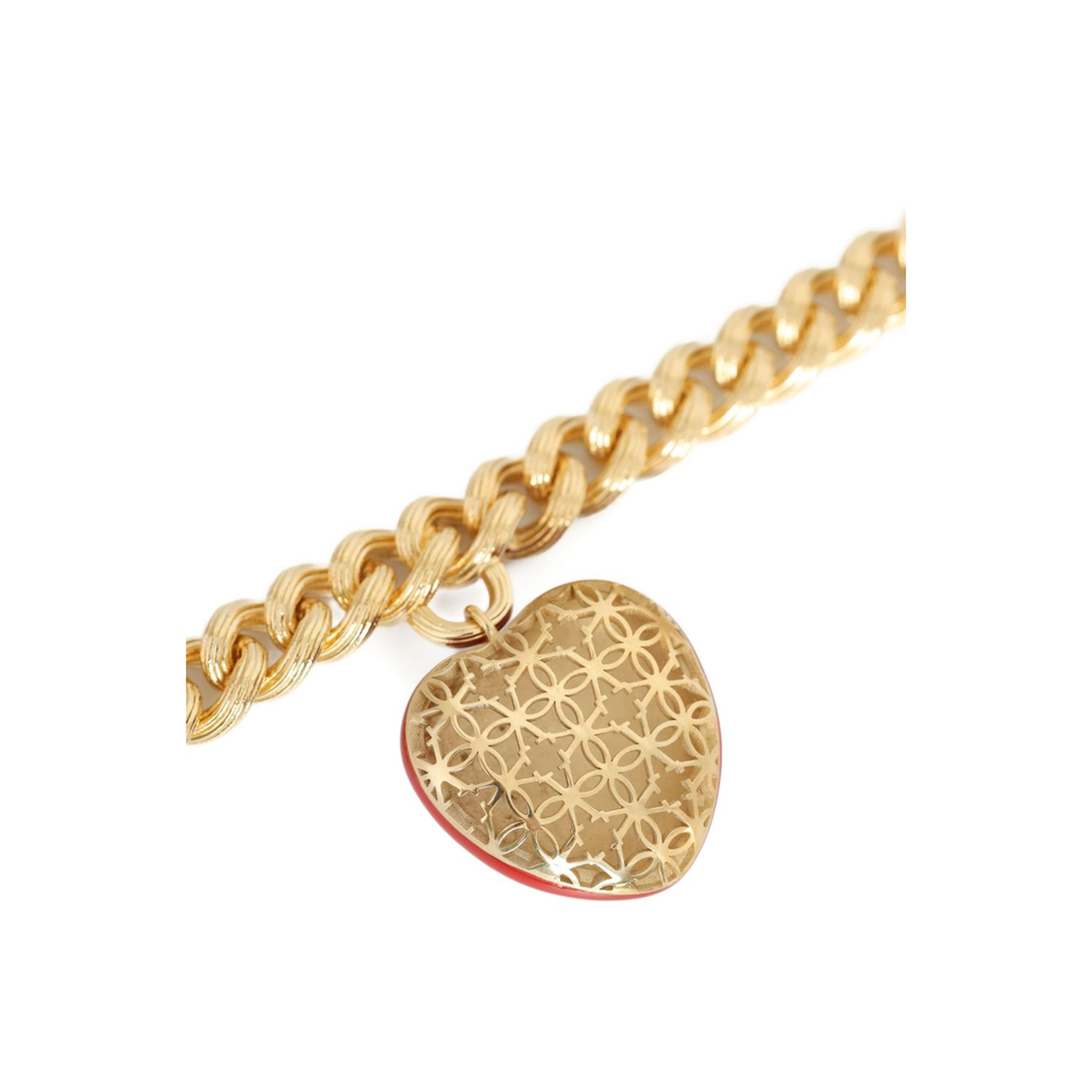 Curb Chain Heart Charm Bracelet