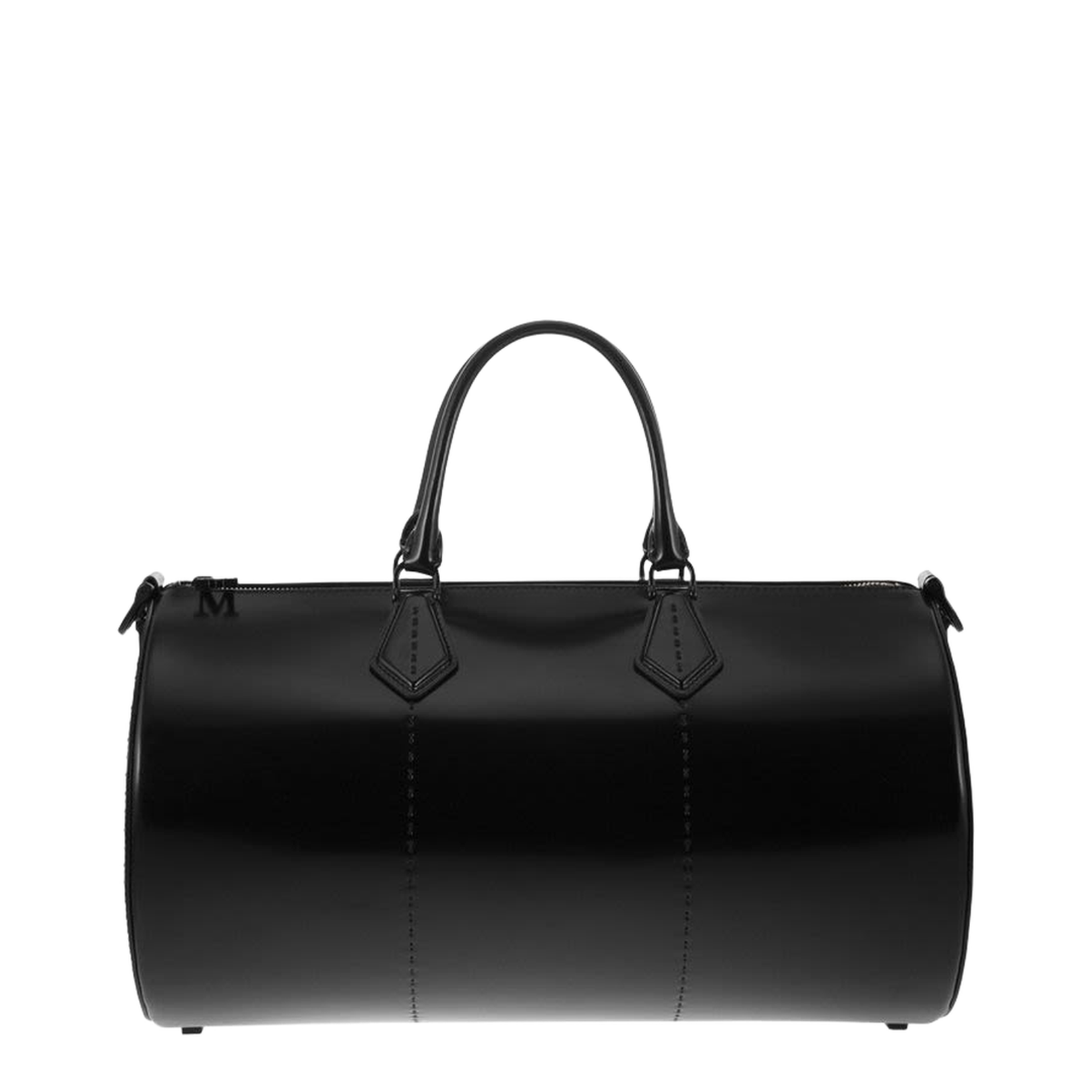 Black Leather Brushedrolll Handbag
