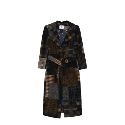 Patchwork Design Wool Coat