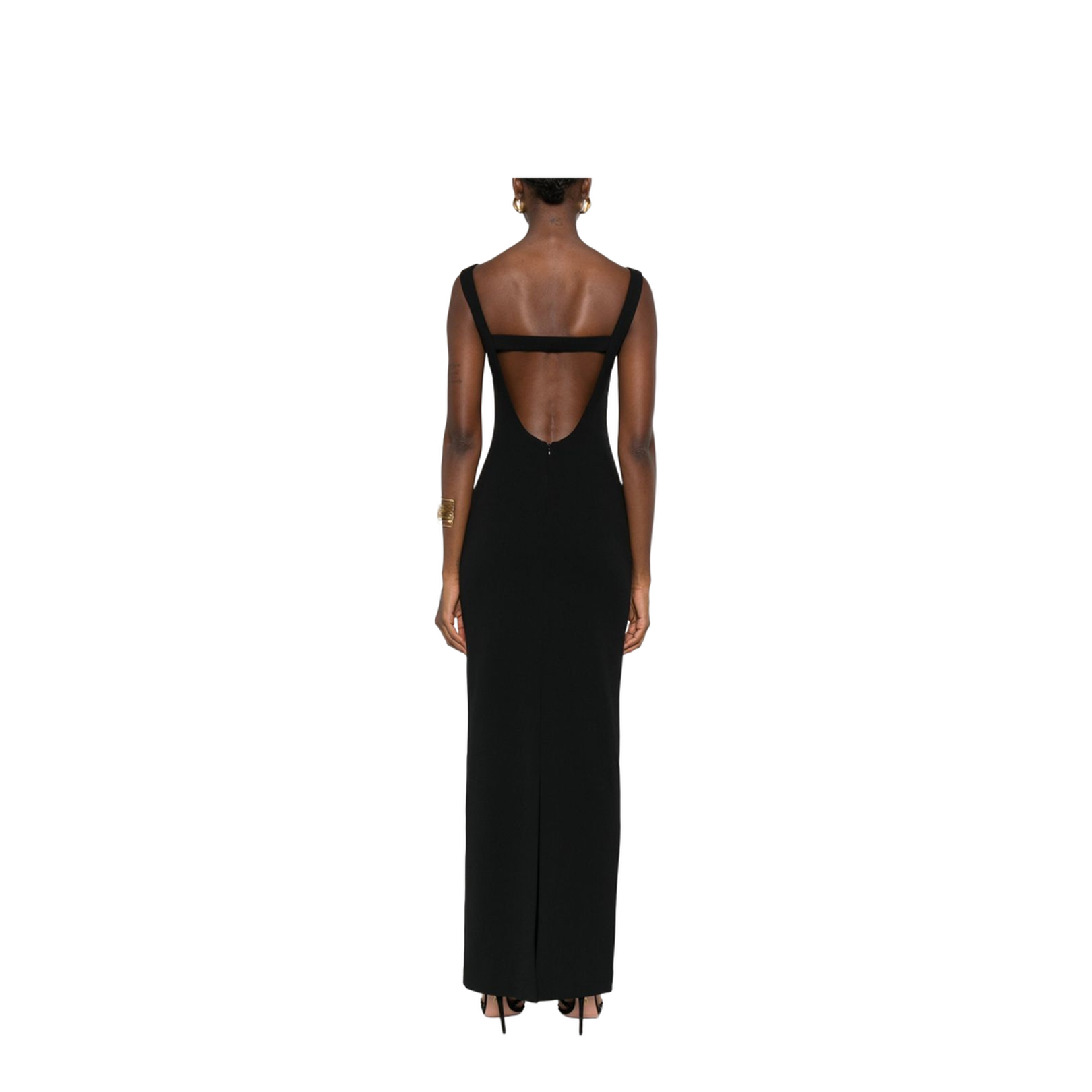 Black Boat Neck Sleeveless Maxi Dress