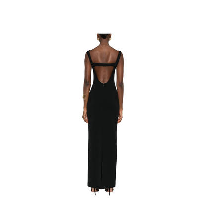Black Boat Neck Sleeveless Maxi Dress
