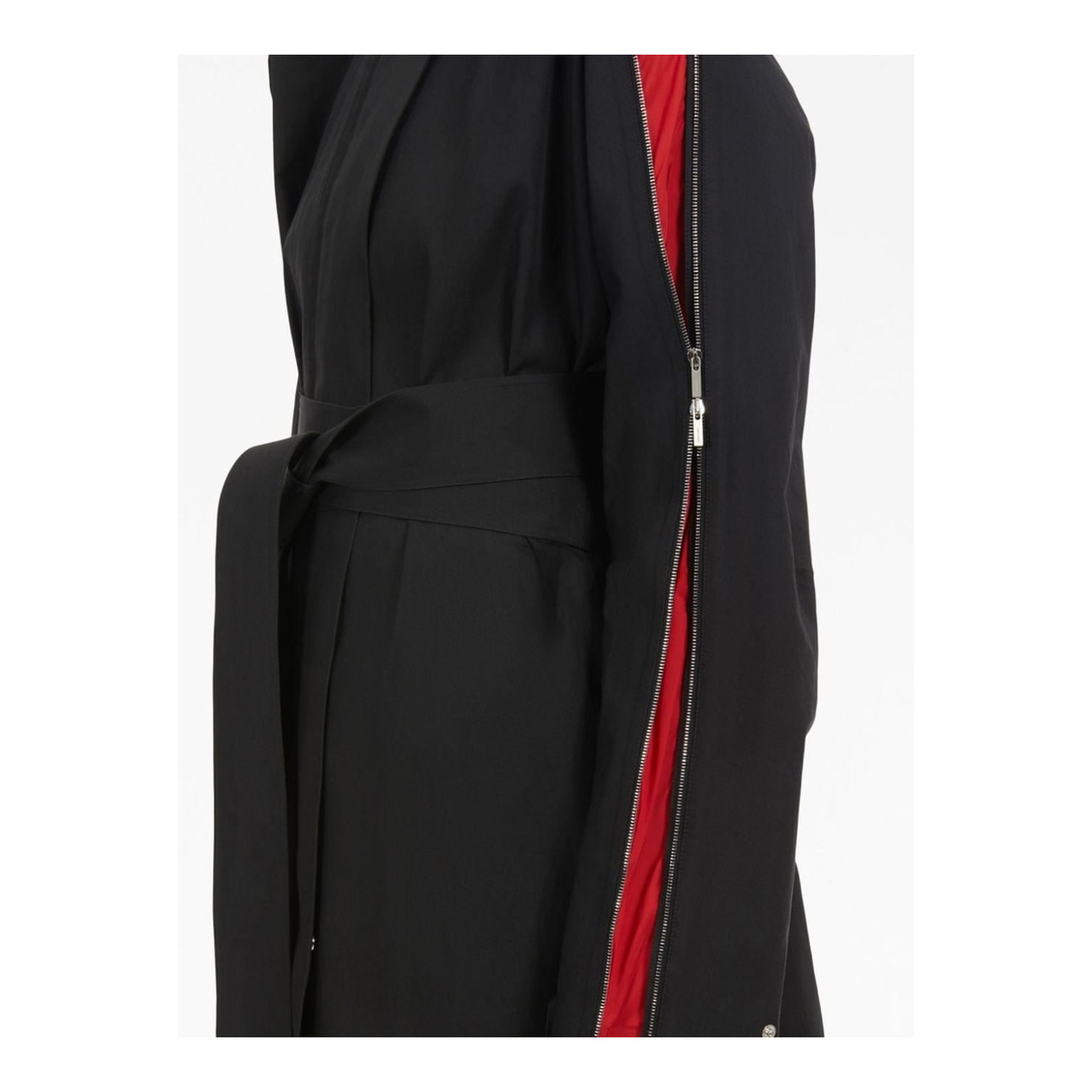 Zip-Detail Belted Trench Coat