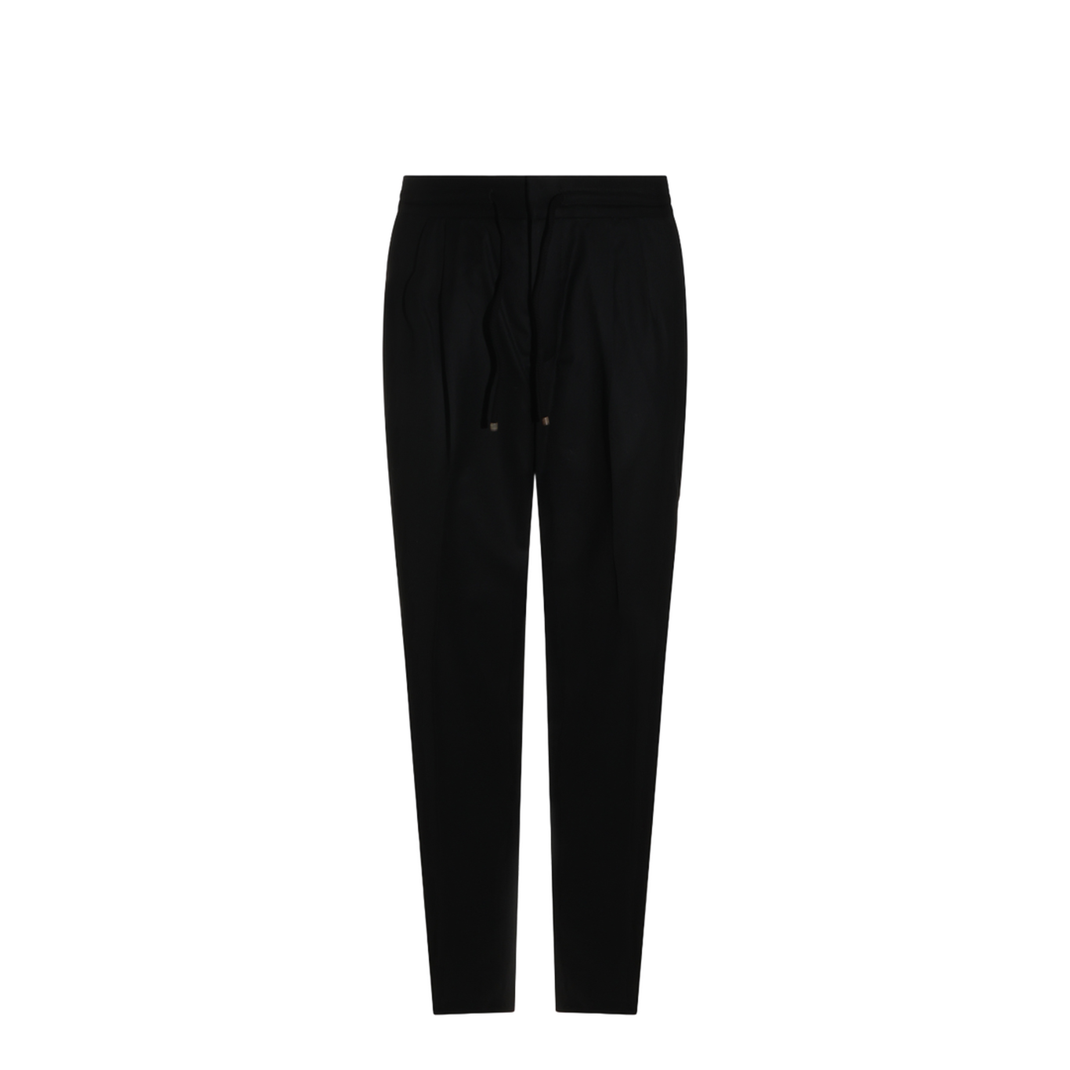 Leisure fit trousers in virgin wool flannel with drawstring and double darts
