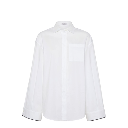 Shiny Cuff Detail Cotton Shirt