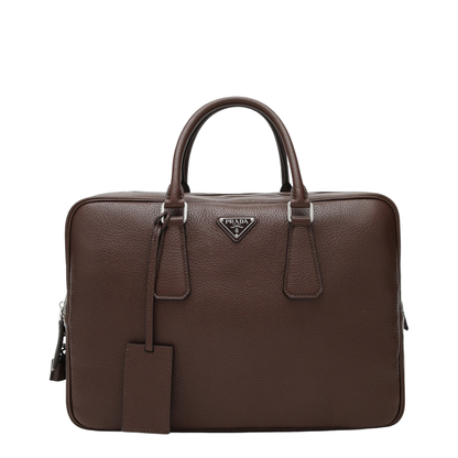 Medium Calf Leather Briefcase - Sienna