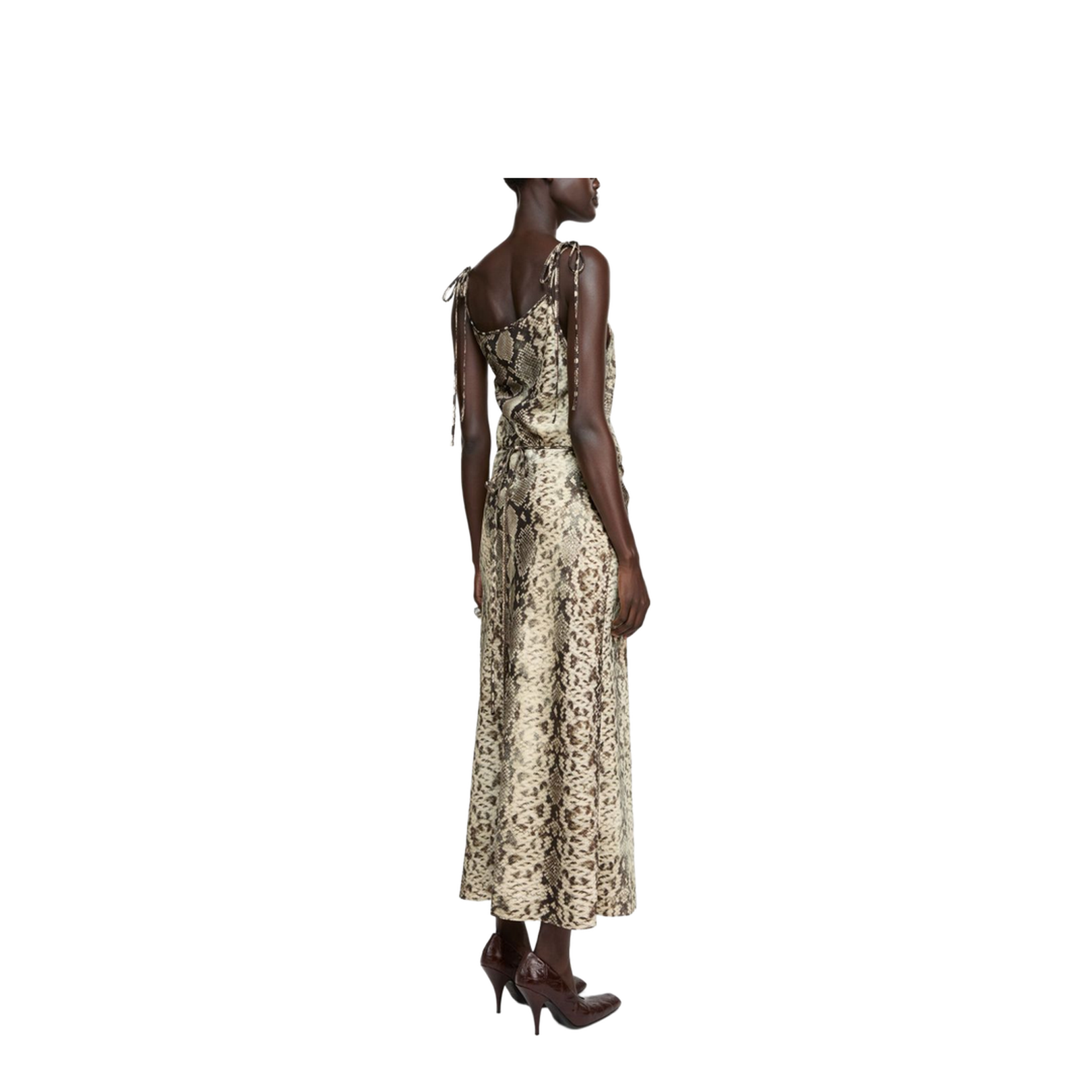 Satin Dress - Multi Brown