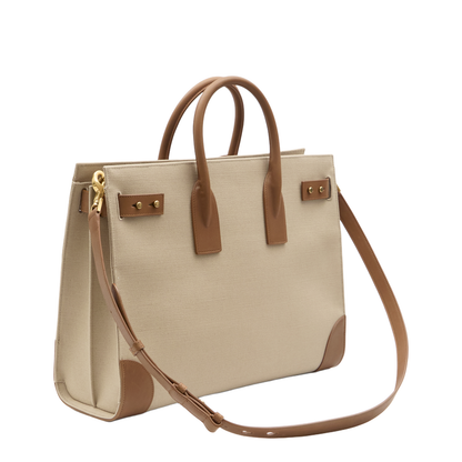 Sac de Jour Large Canvas Tote Bags - Beige