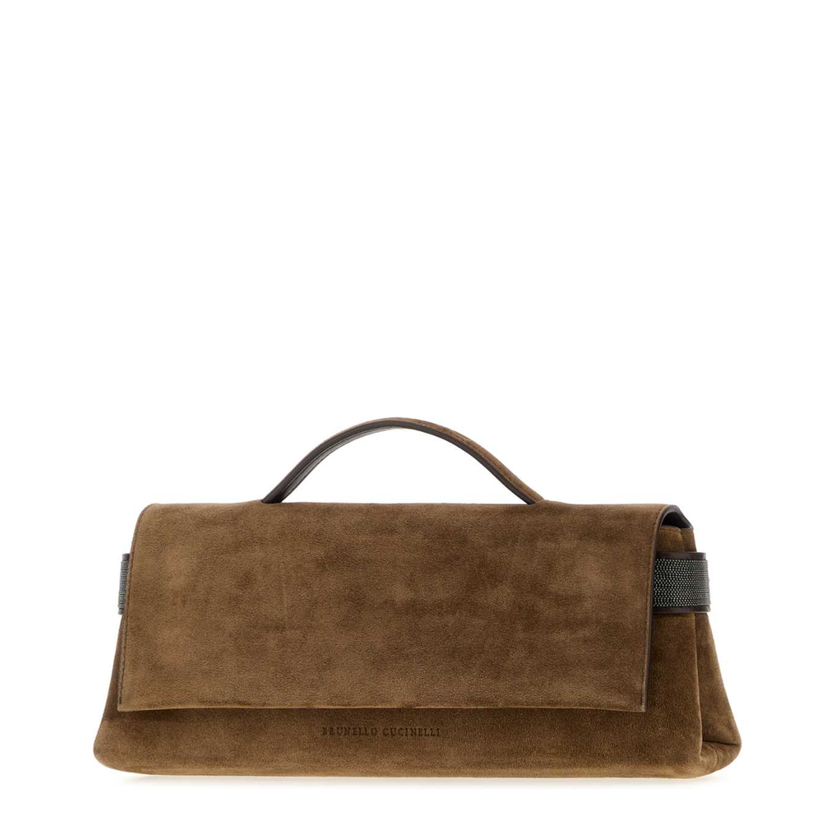 Essence Medium Suede Leather Clutch - Caramel