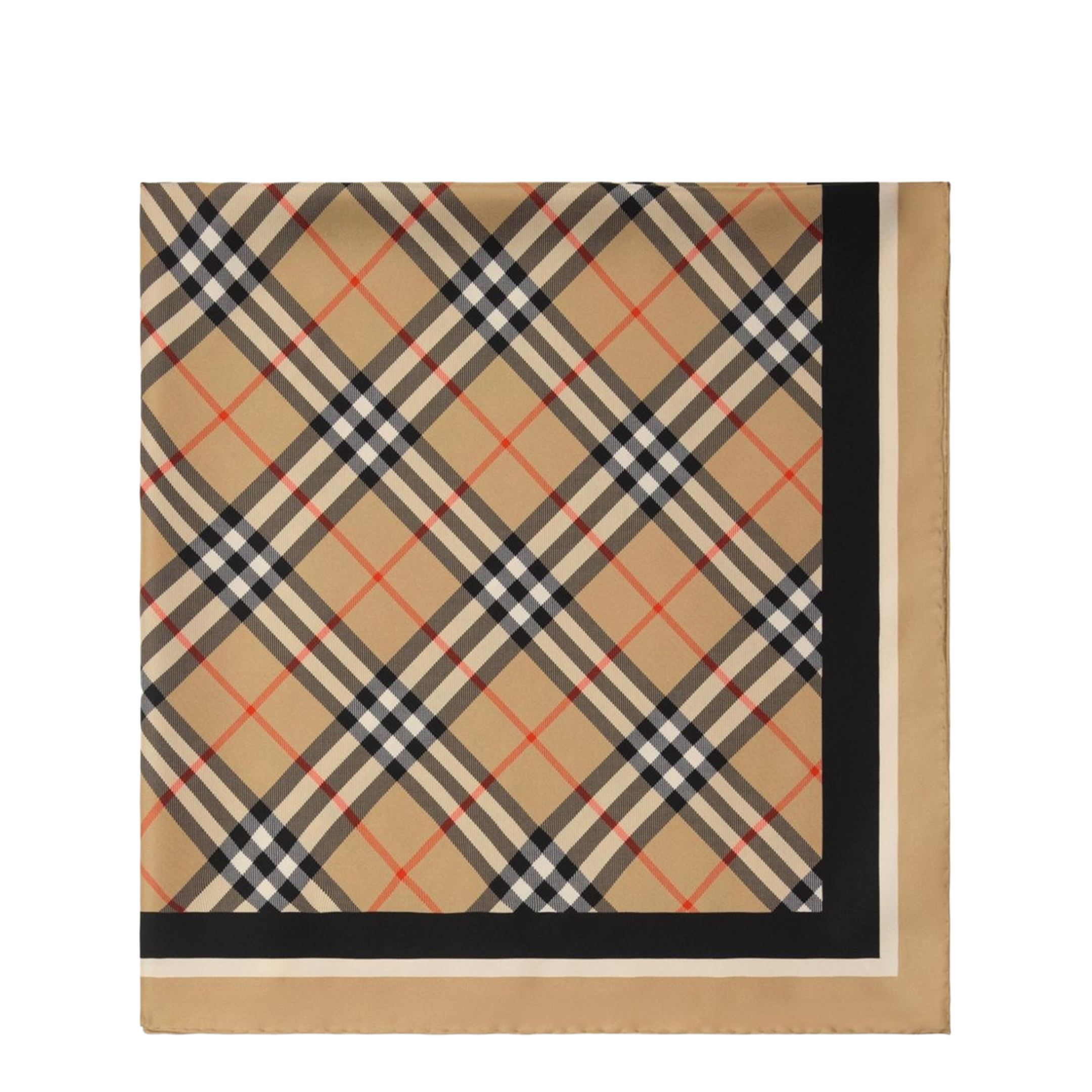 Beige Square Scarf with EKD Patch and Check Motif