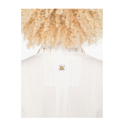 Pinstripe Silk Shirt White