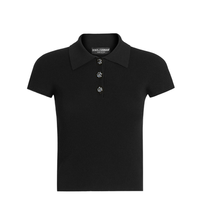 Ribbed Polo-Style Top