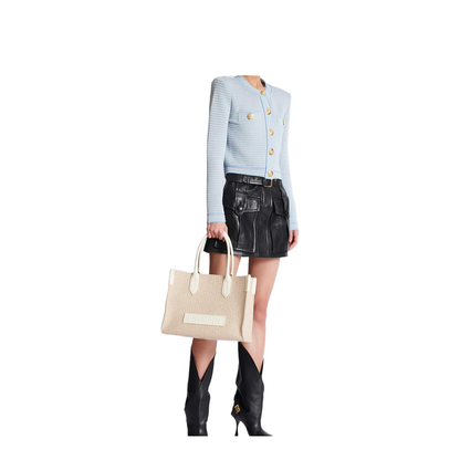 B-Army 36 Monogrammed Canvas Jacquard and Leather Tote Bag