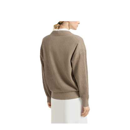 Cotton Ribbed Net Sweater - Walnut
