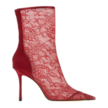 MAYFEYR - Jimmy Choo - Red Lace Faiz Ankle Boots - FAIZAB100HBVRUBYREDRUBYRED