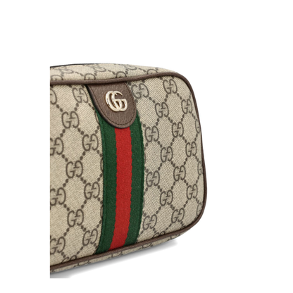 Ophidia Small Camera Bag in Beige and Brown GG Fabric