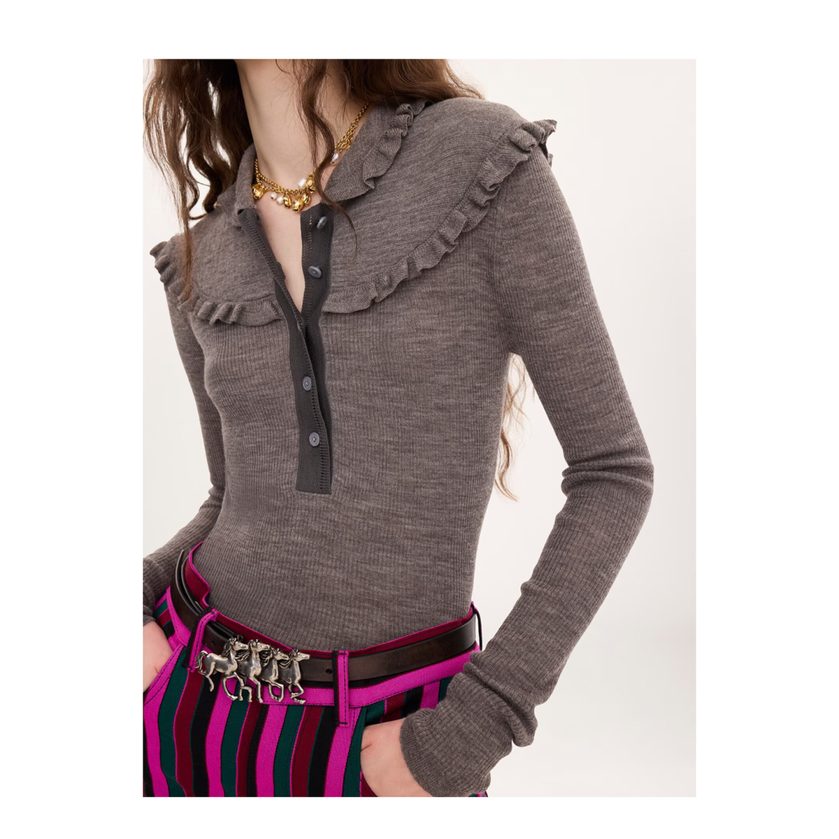 Dark Grey Silk Polo Shirt