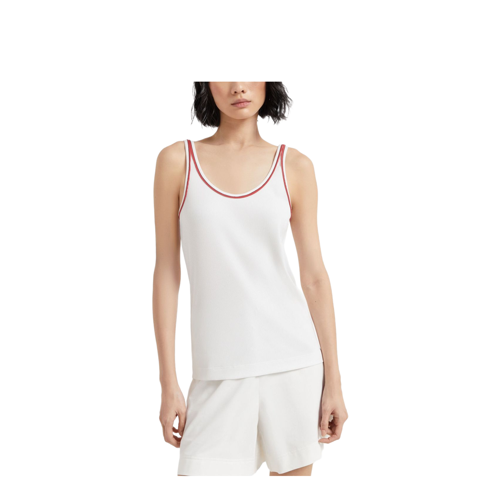 Ribbed Jersey Top in Off-White
