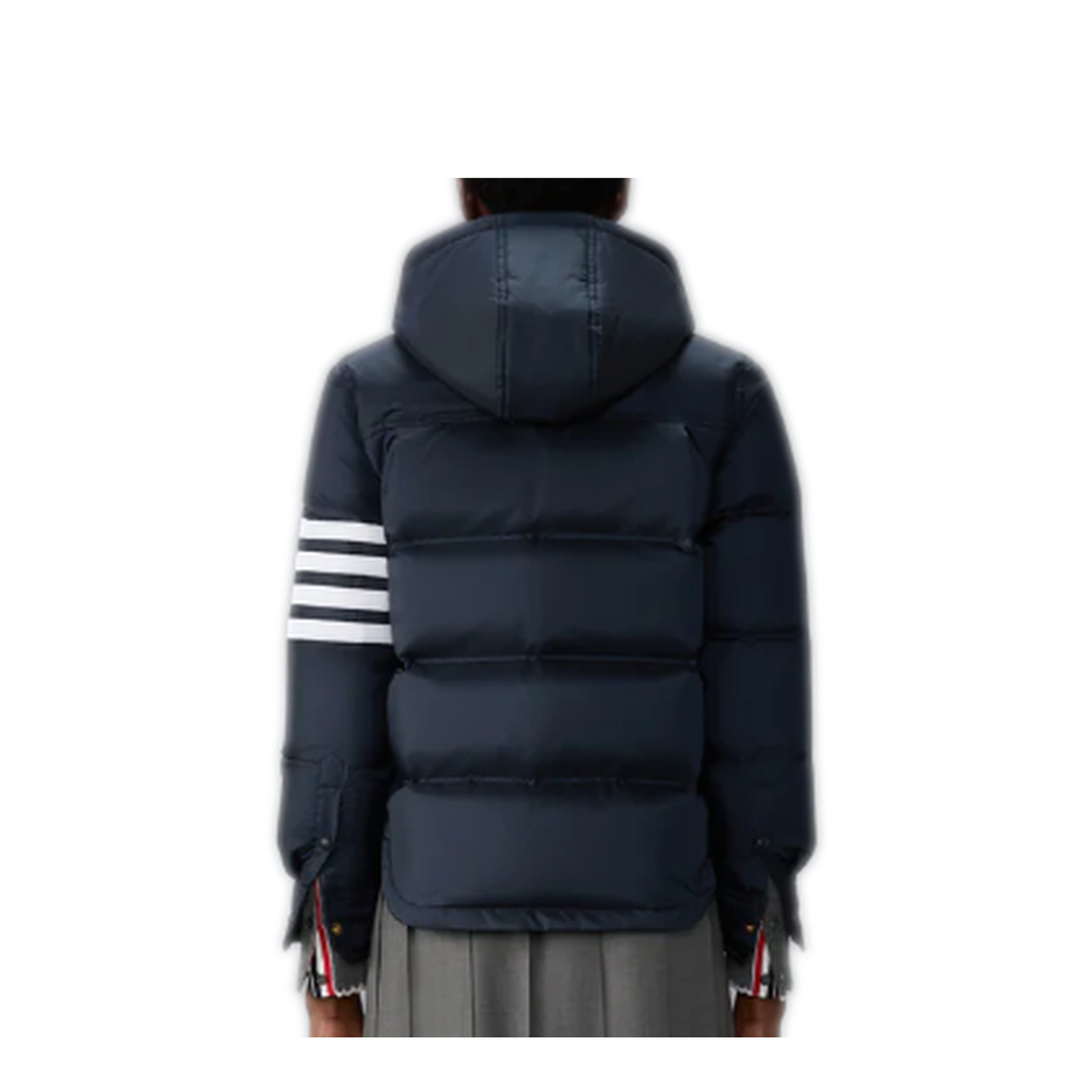 MAYFEYR - Thom Browne - Down Hooded Shirtdress With 4 Bar In Shiny Ripstop - FBD076XF1095415