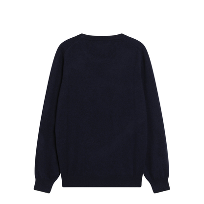 MAYFEYR - Brunello Cucinelli - Navy Blue Cashmere Crewneck Sweater With Contrast Trim - M2200100WSCW425