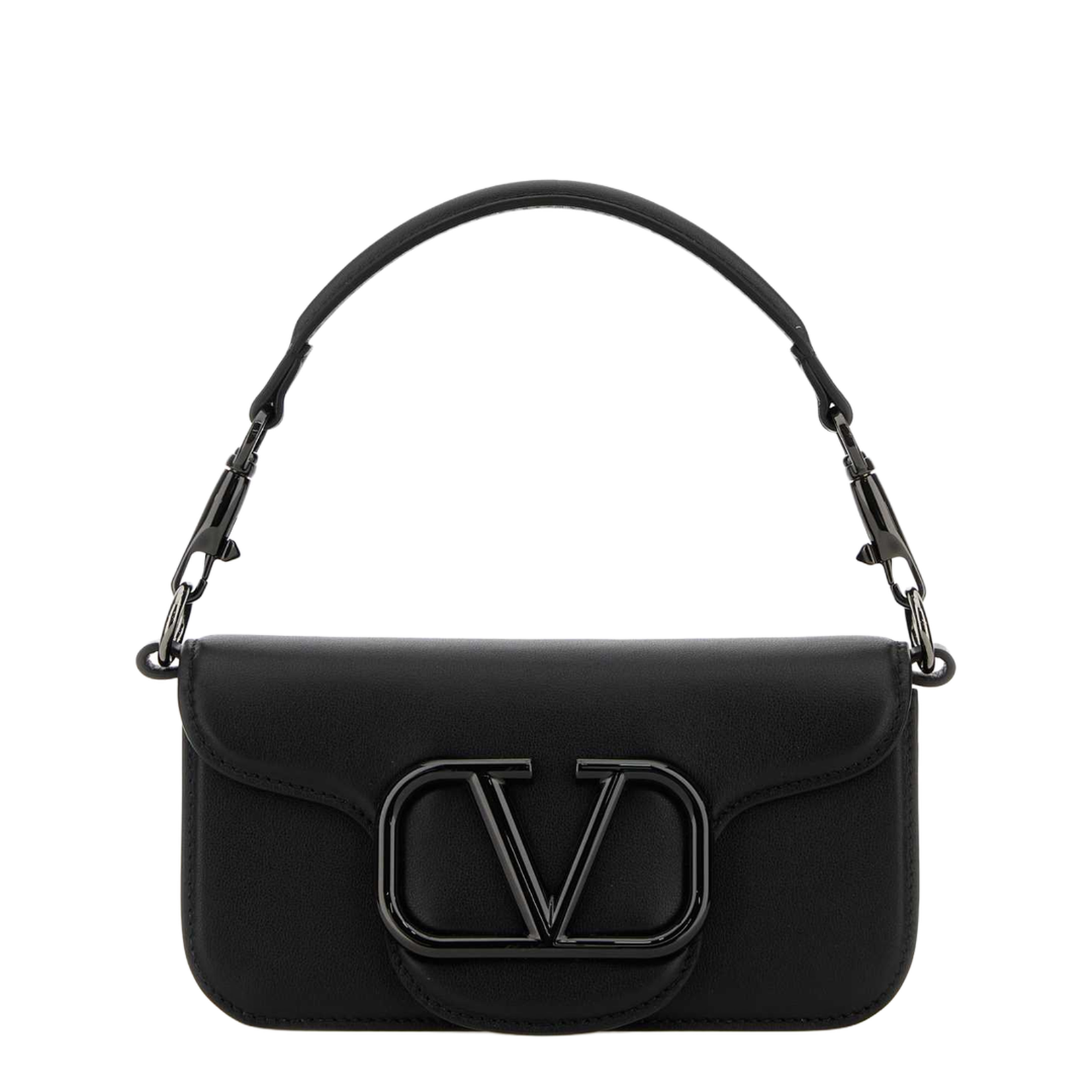 Black Leather Locà² Clutch