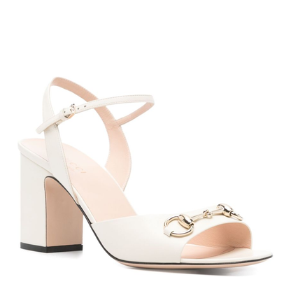 Horsebit Sandal in White Leather