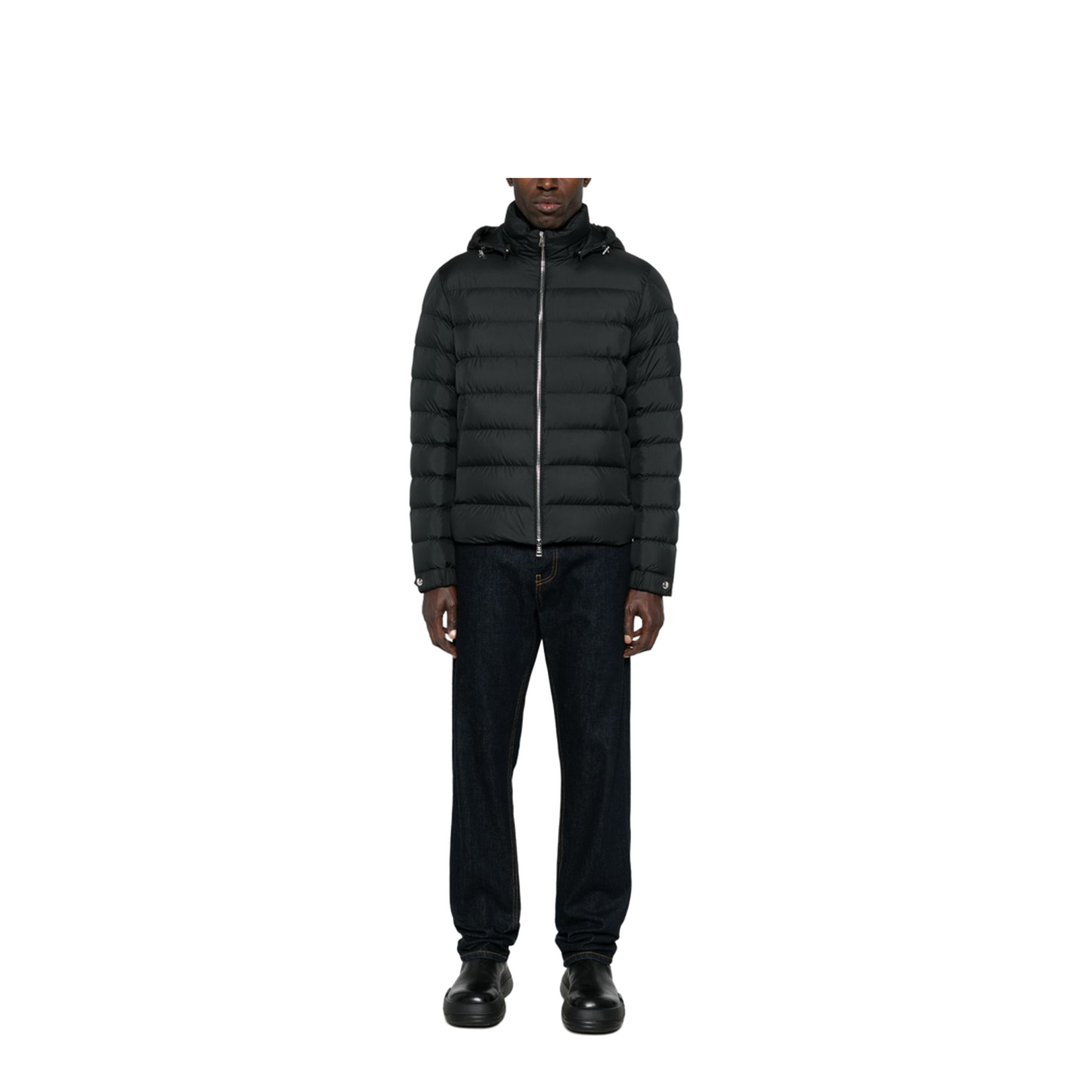 Black Arneb Hooded Short Down Jacket