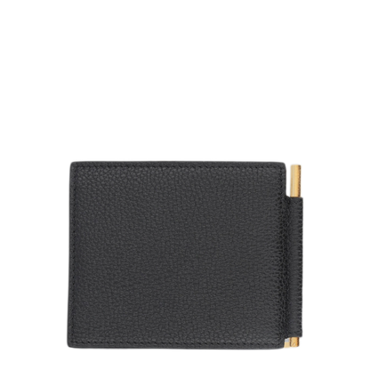 T Line Calf Leather Money Clip Wallet