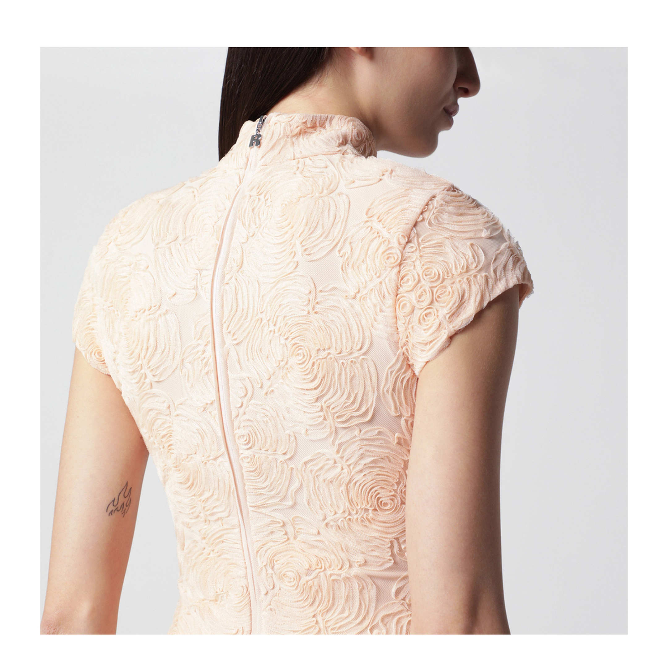 Vanilla Dress with Floral Appliqués