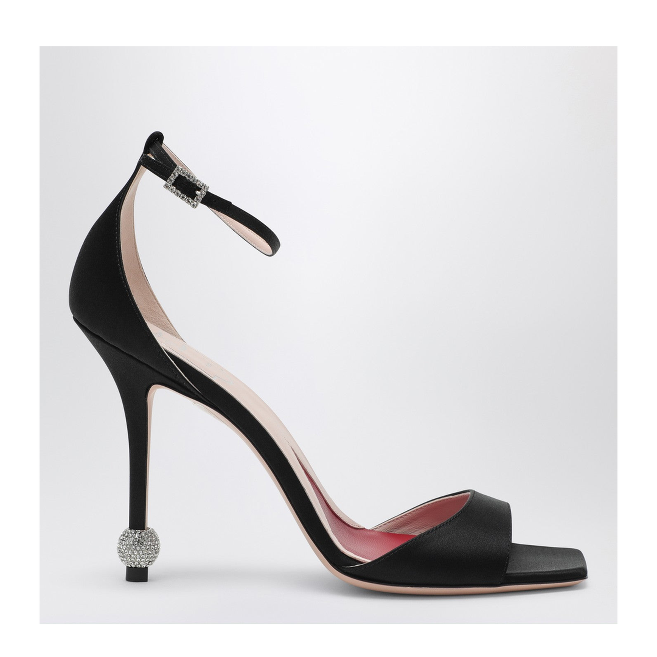 Black Sandal with Jewelled Heel