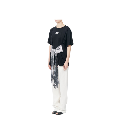 Black Cotton T-Shirt with Gloves